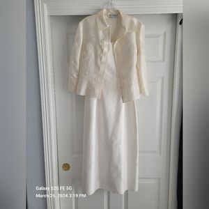 Kay Unger embroidered eyelet dress and jacket